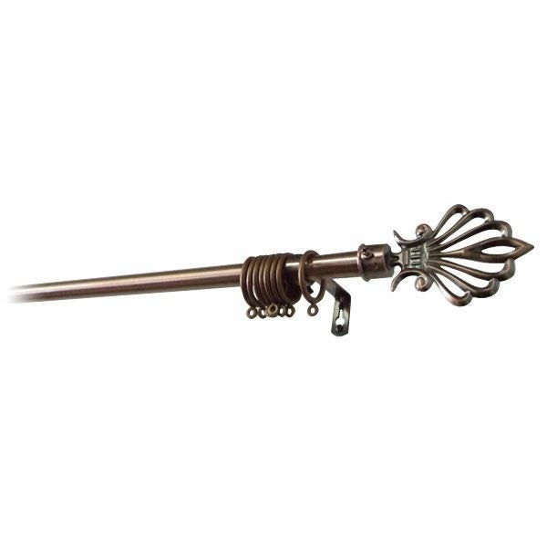 伸縮　アイアンカーテンレール　1.1～2.0m　CAP011　ブラウン　シングルのサムネイル画像