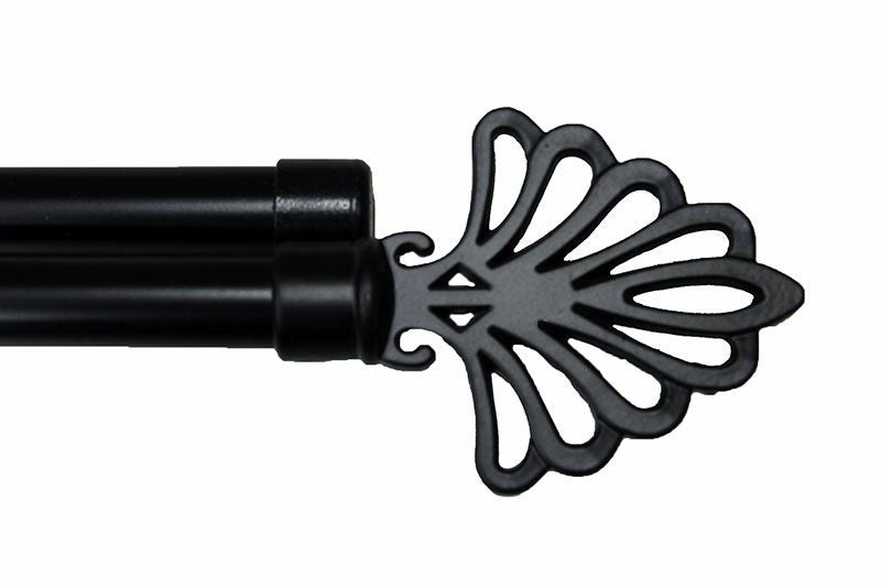 伸縮　アイアンカーテンレール　1.1～2.0m　CAP011　ブラック　ダブルのサムネイル画像