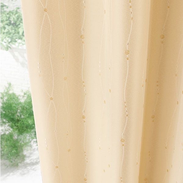 オーダーカーテン 「BE6064-6065」 ドット柄 曲線 タテライン ナチュラルのイメージ画像