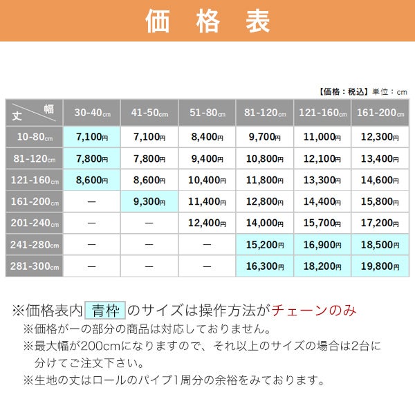 アウトレットロールスクリーンの価格表