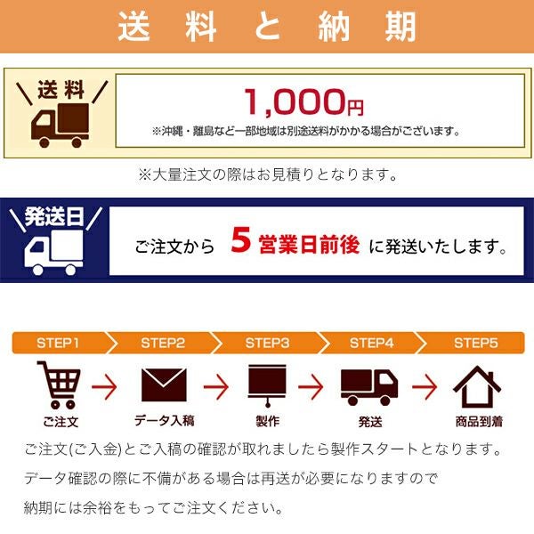 転写オリジナルプリントロールスクリーン　-片面遮光スエード(非防炎)-の送料とお届けまでの流れ